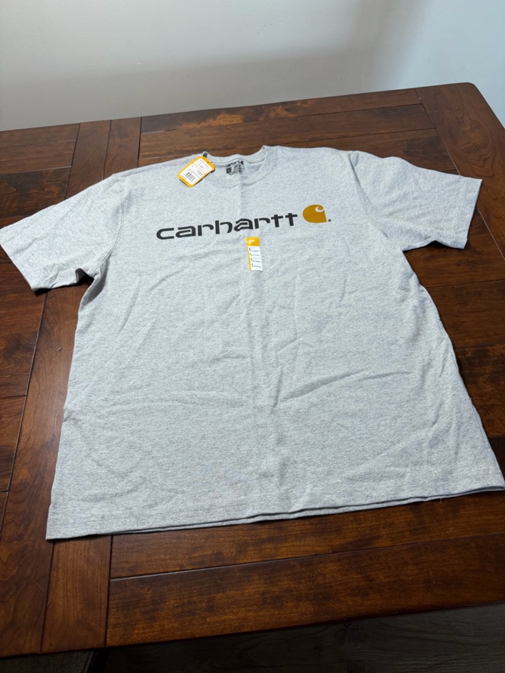 Carhartt Gray Logo Short Sleeve Tee with Gold Accent